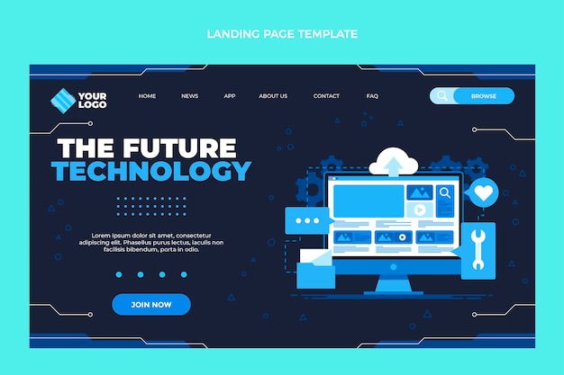 Flat design minimalistic technology landing page