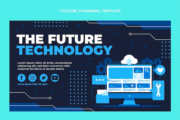 Flat design minimalistic technology youtube thumbnail