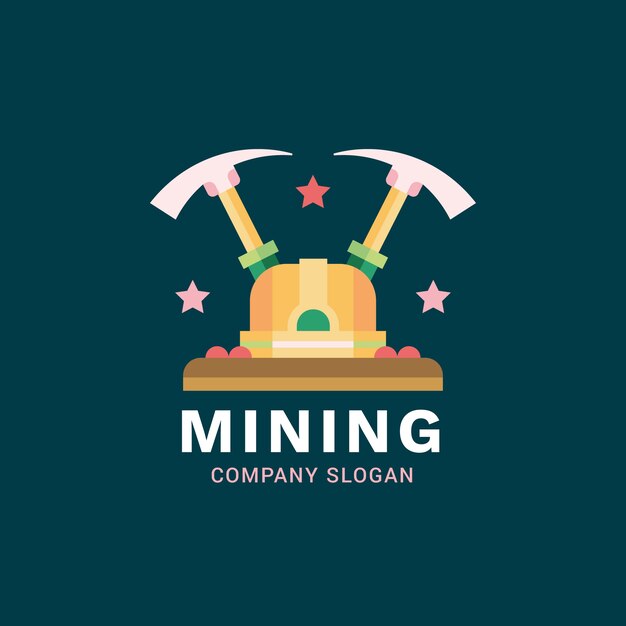 Flat design mining logo template