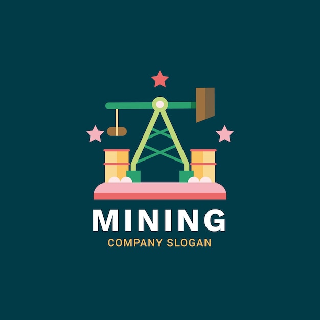 Flat design mining logo template