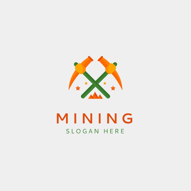 Flat design mining logo template