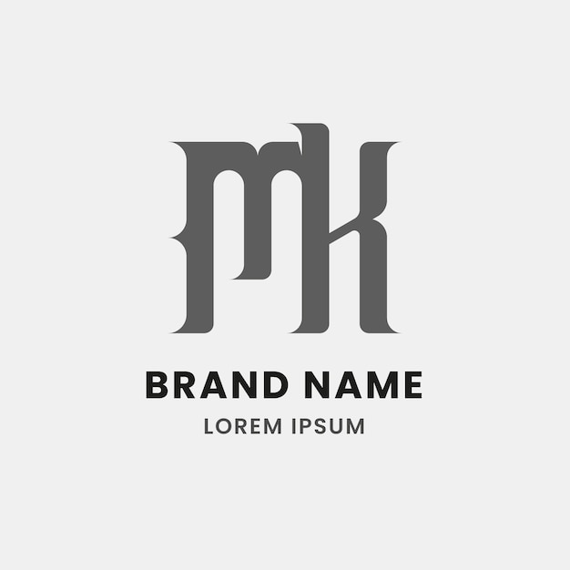 Flat design mk or km logo template