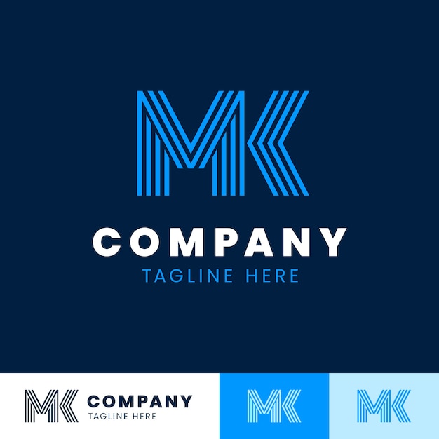 Flat design mk or km logo template