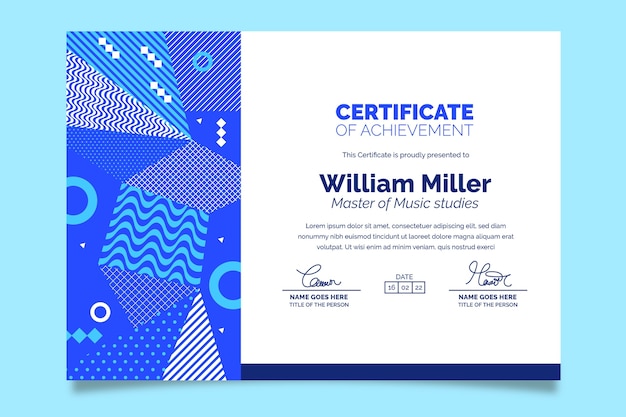 Flat design modern academic certificate template