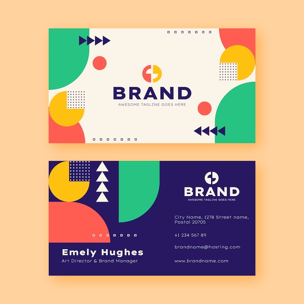 Flat design modern business card template