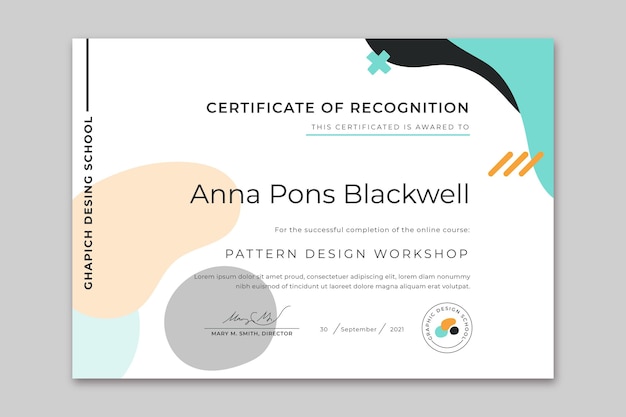 Flat design modern certificate template