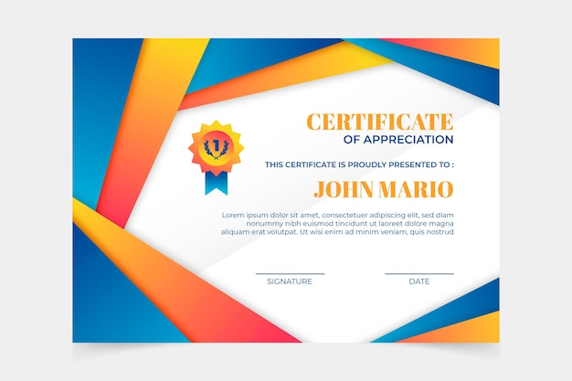 Flat design modern certificate template