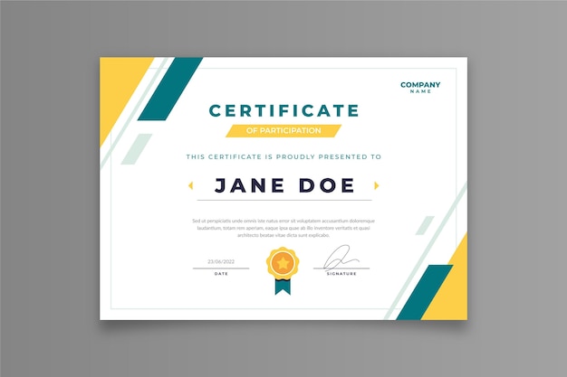 Flat design modern certificate template