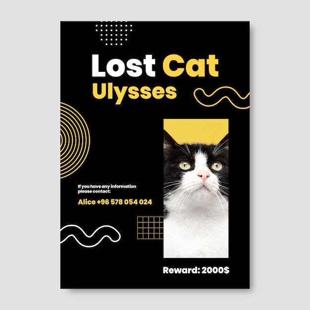 Flat design modern lost cat ulysses poster