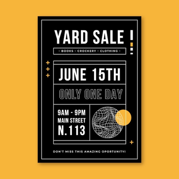 Flat design modern yard sale flyer