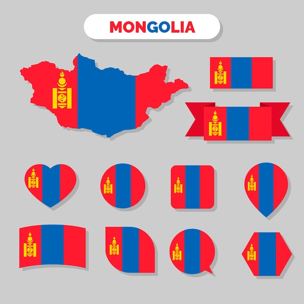 Flat design mongolia national emblems