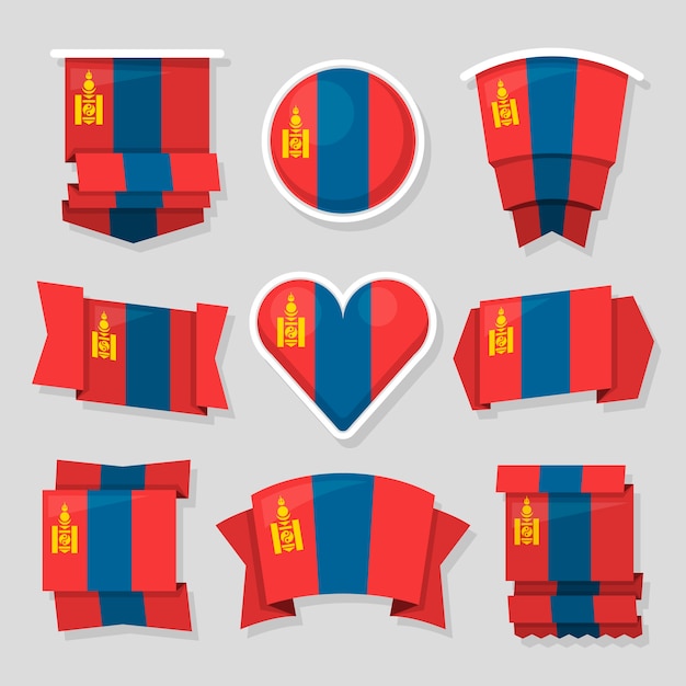 Free Vector flat design mongolia national emblems