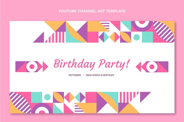 Flat design mosaic birthday youtube channel