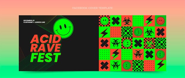 Flat design mosaic music festival facebook cover