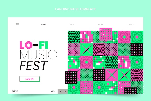 Flat design mosaic music festival landing page