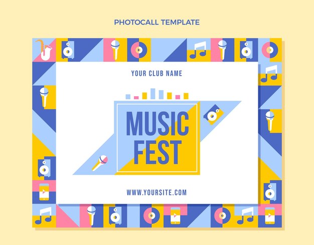 Flat design mosaic music festival photocall