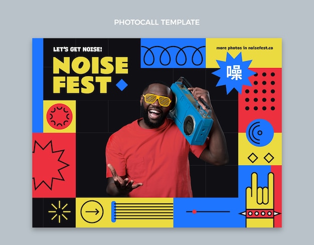 Flat design mosaic music festival photocall