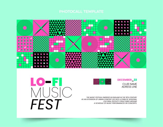 Flat design mosaic music festival photocall