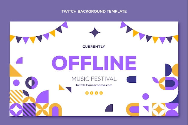 Flat design mosaic music festival twitch background