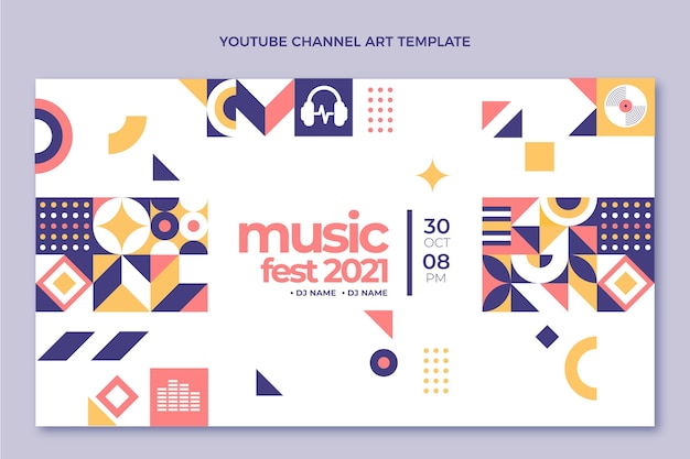 Flat design mosaic music festival youtube channel