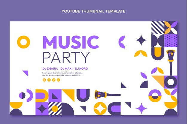 Flat design mosaic music festival youtube thumbnail