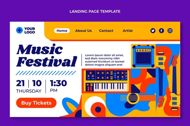 Flat design mosaic music festival