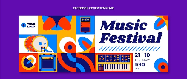 Flat design mosaic music festival