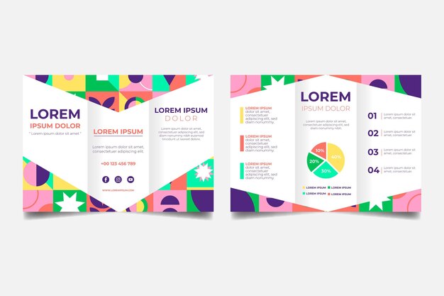 Flat design mosaic trifold