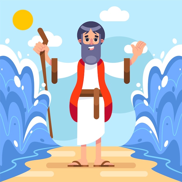 Free Vector flat design moses illustration