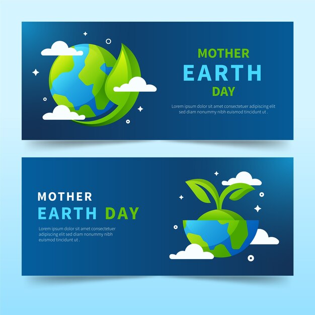 Flat design mother earth day banner collection