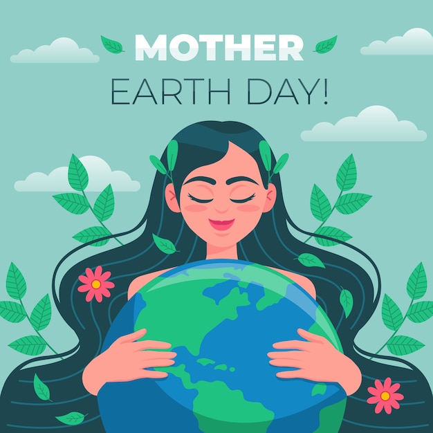 Flat design mother earth day celebration