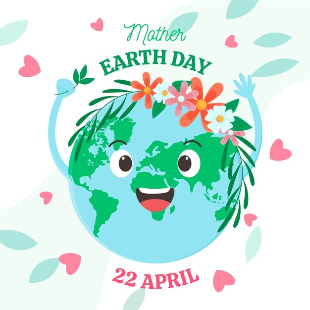 Flat design mother earth day concept