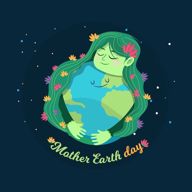 Flat design mother earth day concept