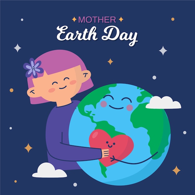 Flat design mother earth day concept