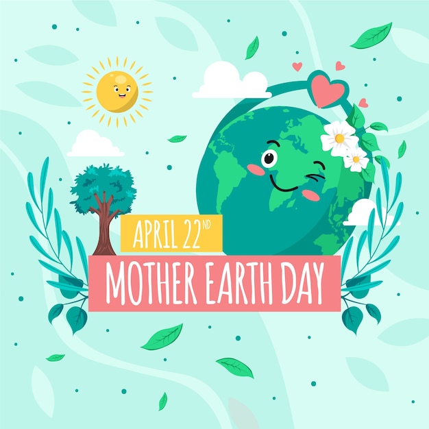 Flat design mother earth day concept