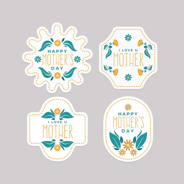 Flat design mother's day labels set