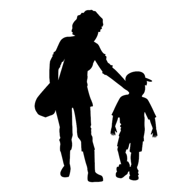 Free Vector flat design mother and son silhouette