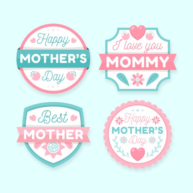 Flat design mothers day badges