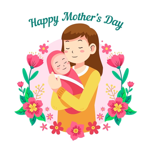 Flat design mothers day concept