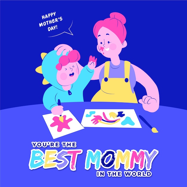 Flat design mothers day