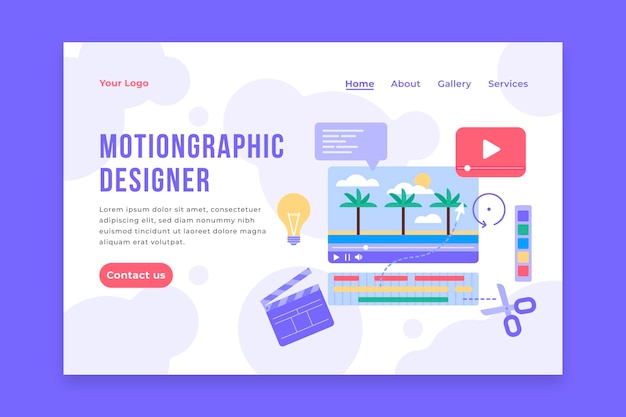 Free Vector flat design motiongraphics homepage