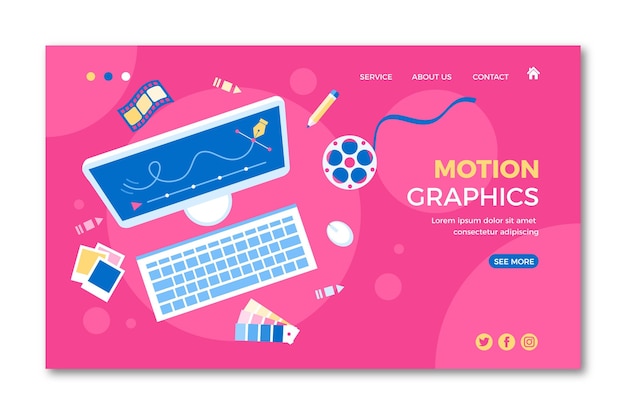 Flat design motiongraphics landing page