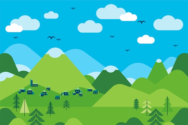 Free Vector flat design mountain landscape