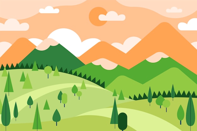 Flat design mountain landscape