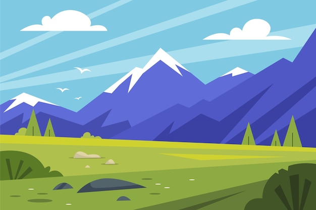 Flat design mountain landscape