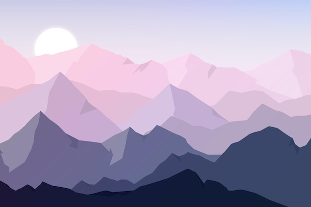 Flat design mountain landscape