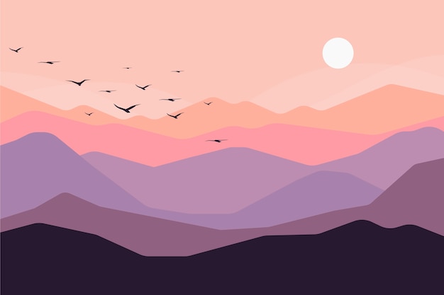 Free Vector flat design mountain landscape