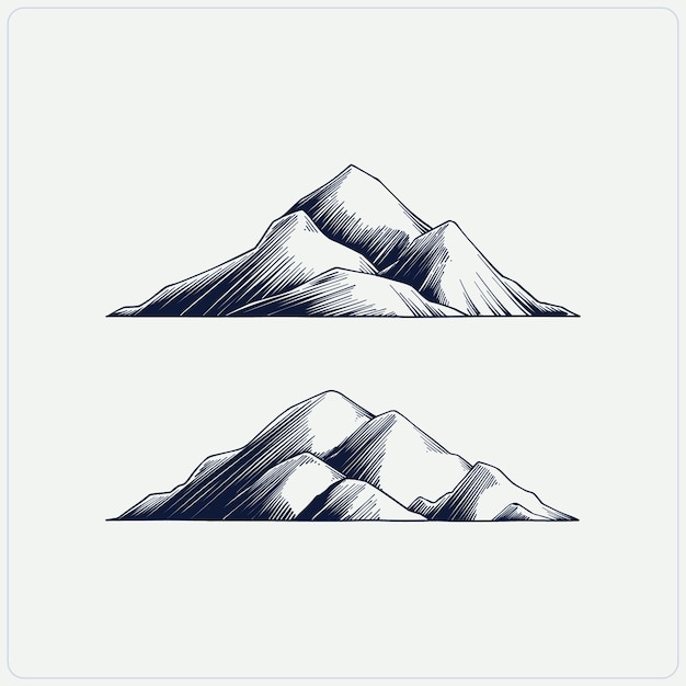 Free Vector flat design mountain outline illustration