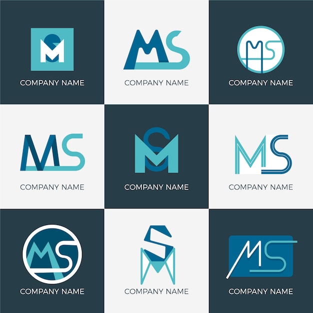 Flat design ms logo collection