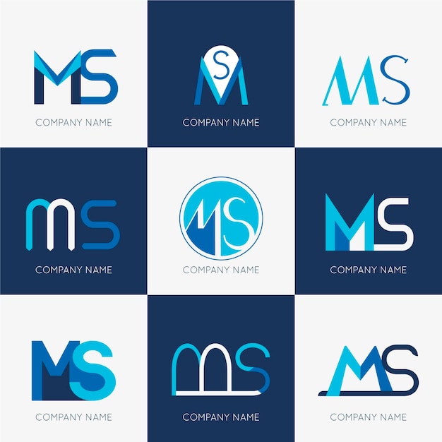 Free vector flat design ms logo collection